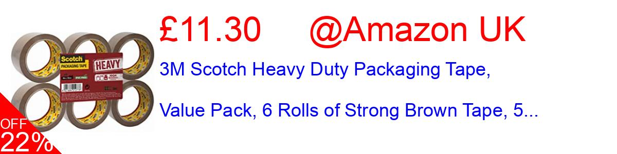 18% OFF, 3M Scotch Heavy Duty Packaging Tape, Value Pack, 6 Rolls of Strong Brown Tape, 5... £13.36@Amazon UK