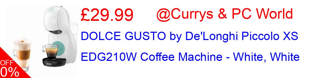 57% OFF, DOLCE GUSTO by De'Longhi Piccolo XS EDG210W Coffee Machine - White, White £29.99@Currys & PC World