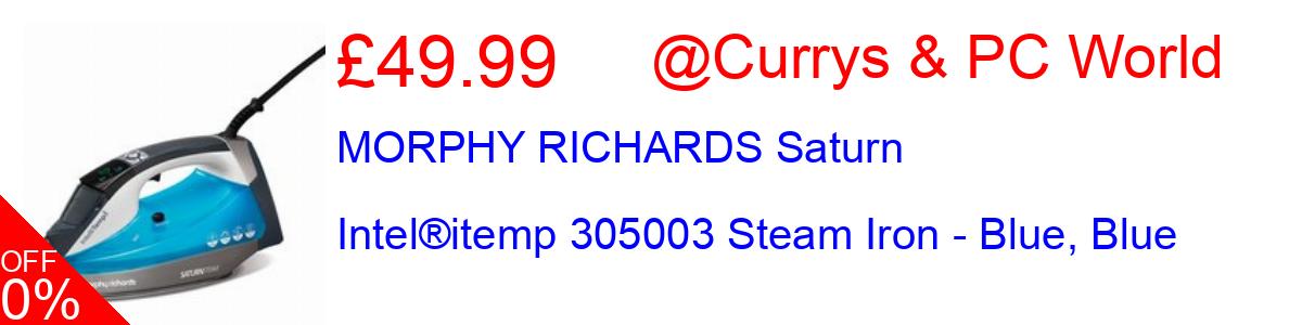 41% OFF, MORPHY RICHARDS Saturn Intel®itemp 305003 Steam Iron - Blue, Blue £49.99@Currys & PC World