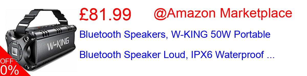 24% OFF, Bluetooth Speakers, W-KING 50W Portable Bluetooth Speaker Loud, IPX6 Waterproof ... £62.31@Amazon Marketplace