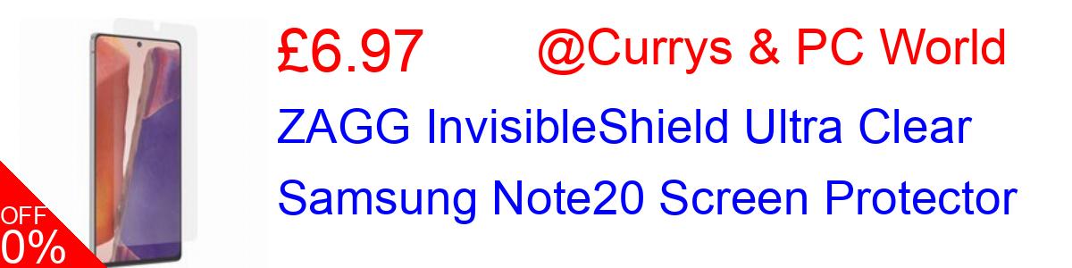 30% OFF, ZAGG InvisibleShield Ultra Clear Samsung Note20 Screen Protector £6.97@Currys & PC World