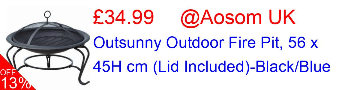 13% OFF, Outsunny Outdoor Fire Pit, 56 x 45H cm (Lid Included)-Black/Blue £34.99@Aosom UK