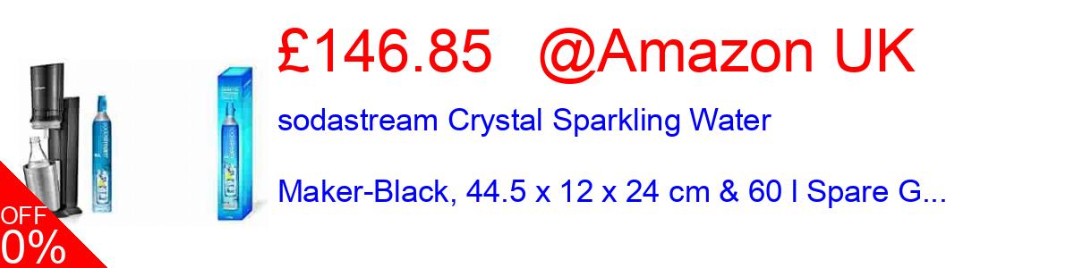 30% OFF, sodastream Crystal Sparkling Water Maker-Black, 44.5 x 12 x 24 cm & 60 l Spare G... £120.49@Amazon UK