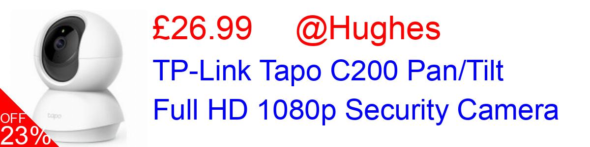 23% OFF, TP-Link Tapo C200 Pan/Tilt Full HD 1080p Security Camera £26.99@Hughes