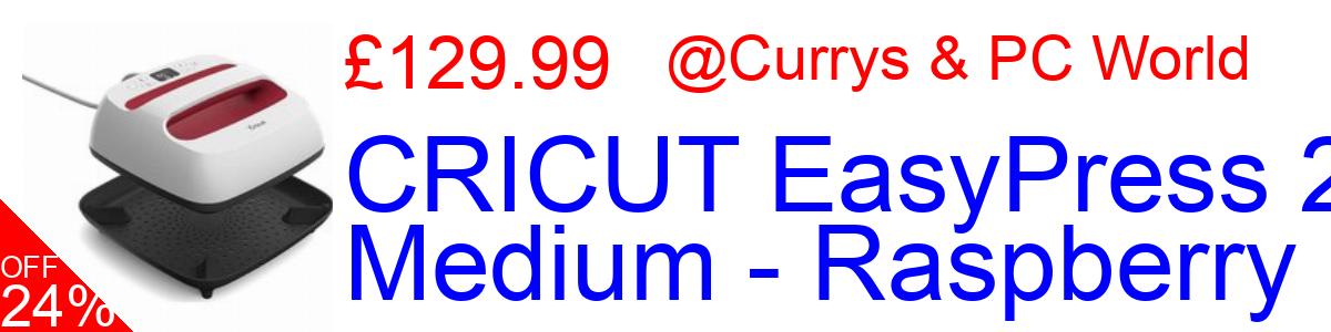 24% OFF, CRICUT EasyPress 2 Medium - Raspberry £129.99@Currys & PC World
