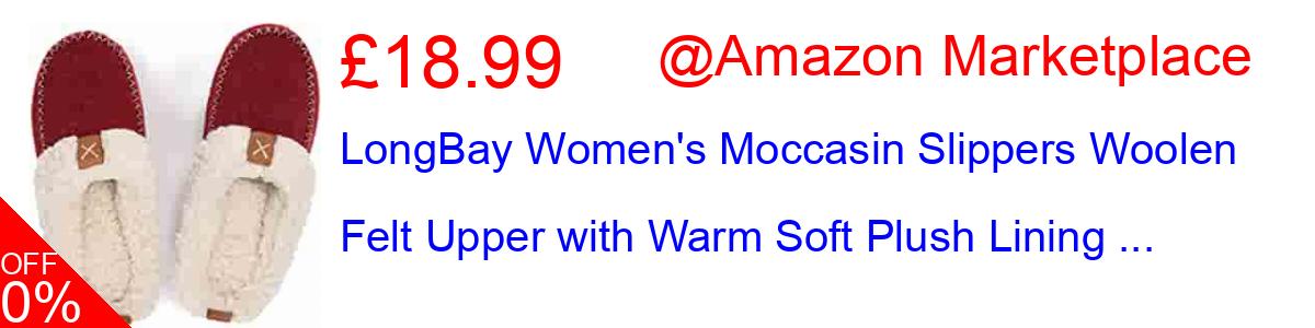 15% OFF, LongBay Women's Moccasin Slippers Woolen Felt Upper with Warm Soft Plush Lining ... £13.59@Amazon Marketplace