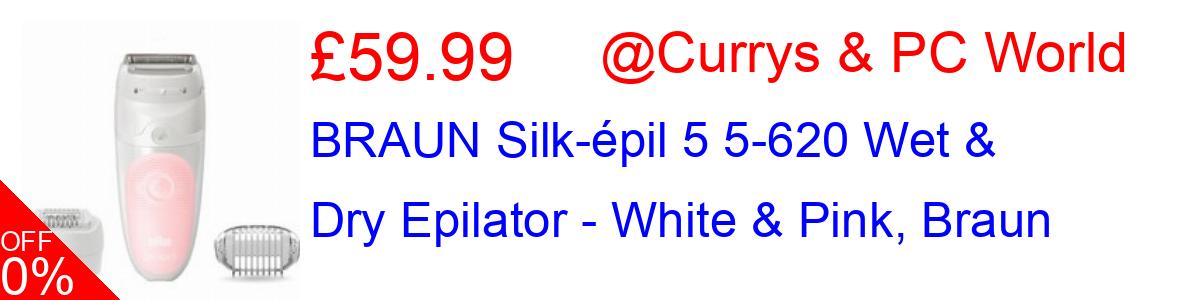 45% OFF, BRAUN Silk-épil 5 5-620 Wet & Dry Epilator - White & Pink, Braun £59.99@Currys & PC World