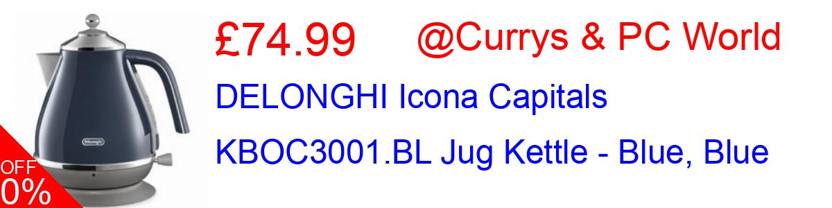 31% OFF, DELONGHI Icona Capitals KBOC3001.BL Jug Kettle - Blue, Blue £74.99@Currys & PC World
