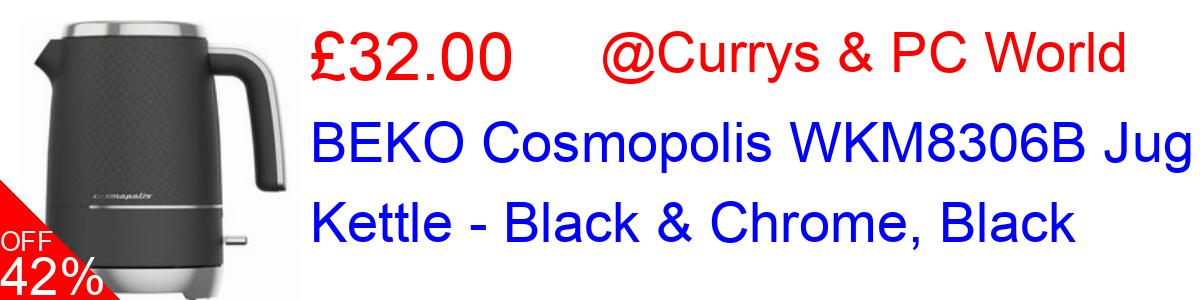 42% OFF, BEKO Cosmopolis WKM8306B Jug Kettle - Black & Chrome, Black £32.00@Currys & PC World