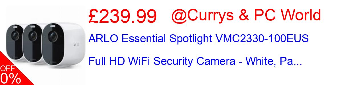 43% OFF, ARLO Essential Spotlight VMC2330-100EUS Full HD WiFi Security Camera - White, Pa... £199.99@Currys & PC World