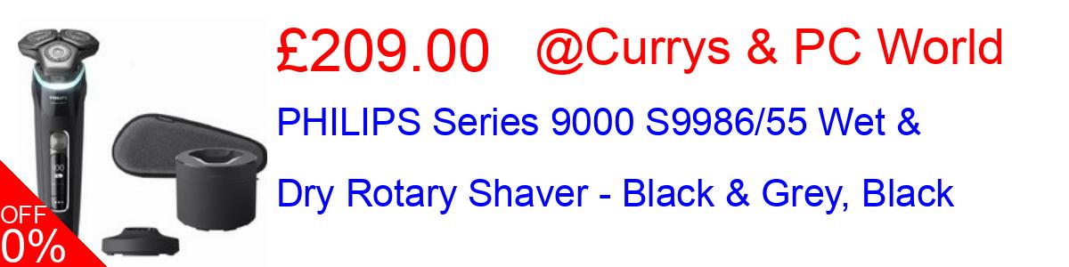 55% OFF, PHILIPS Series 9000 S9986/55 Wet & Dry Rotary Shaver - Black & Grey, Black £209.00@Currys & PC World