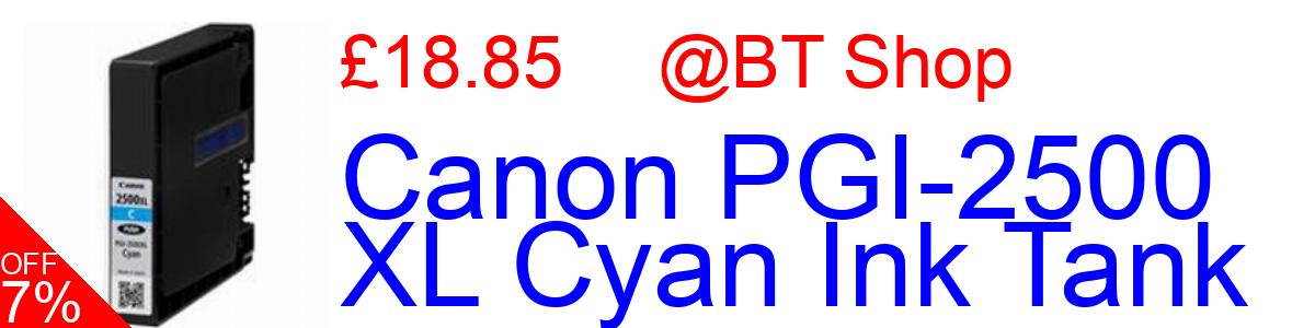 7% OFF, Canon PGI-2500 XL Cyan Ink Tank £18.85@BT Shop