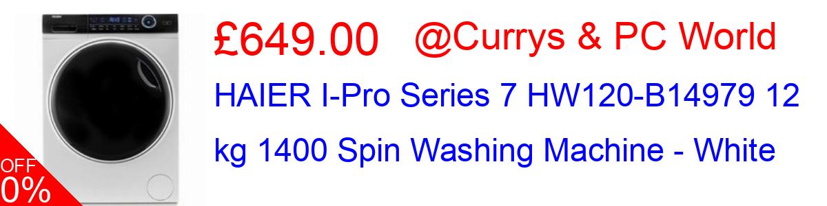 24% OFF, HAIER I-Pro Series 7 HW120-B14979 12 kg 1400 Spin Washing Machine - White £649.00@Currys & PC World