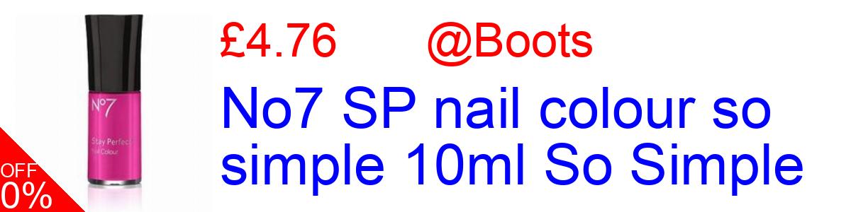 15% OFF, No7 SP nail colour so simple 10ml So Simple £5.06@Boots