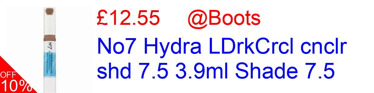 10% OFF, No7 Hydra LDrkCrcl cnclr shd 7.5 3.9ml Shade 7.5 £12.55@Boots