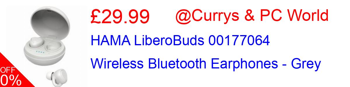 25% OFF, HAMA LiberoBuds 00177064 Wireless Bluetooth Earphones - Grey £29.99@Currys & PC World