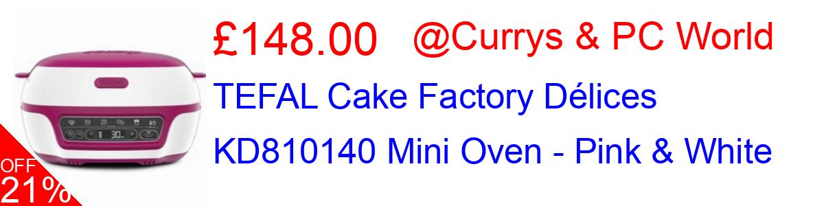 21% OFF, TEFAL Cake Factory Délices KD810140 Mini Oven - Pink & White £148.00@Currys & PC World