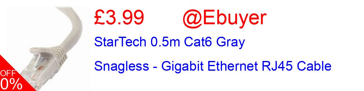 31% OFF, StarTech 0.5m Cat6 Gray Snagless - Gigabit Ethernet RJ45 Cable £3.99@Ebuyer