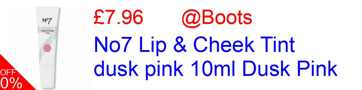 20% OFF, No7 Lip & Cheek Tint dusk pink 10ml Dusk Pink £7.96@Boots