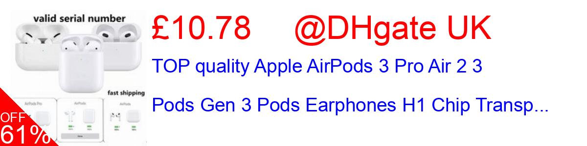 61% OFF, TOP quality Apple AirPods 3 Pro Air 2 3 Pods Gen 3 Pods Earphones H1 Chip Transp... £10.78@DHgate UK