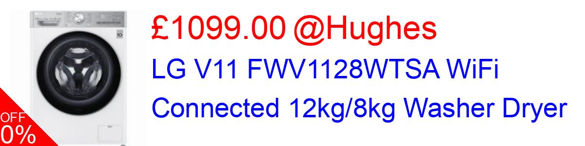 21% OFF, LG V11 FWV1128WTSA WiFi Connected 12kg/8kg Washer Dryer £1099.00@Hughes