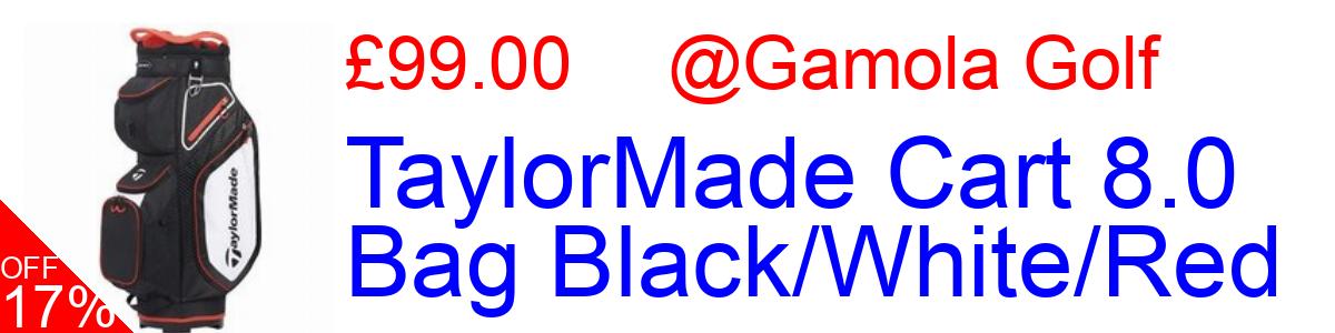 8% OFF, TaylorMade Cart 8.0 Bag Black/White/Red £119.00@Gamola Golf