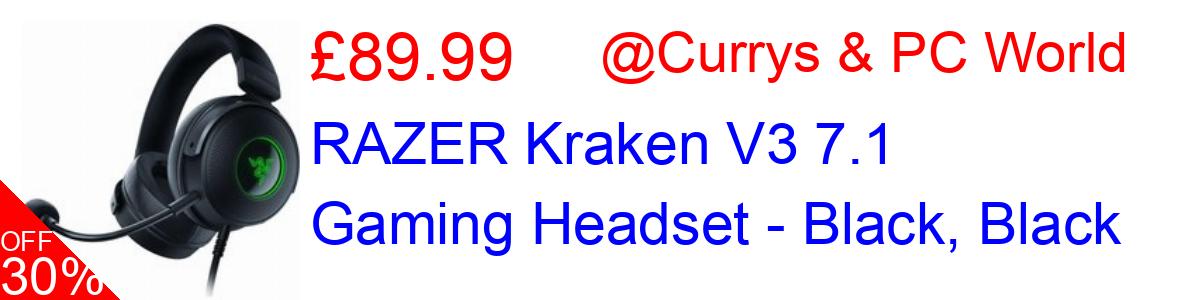 30% OFF, RAZER Kraken V3 7.1 Gaming Headset - Black, Black £89.99@Currys & PC World