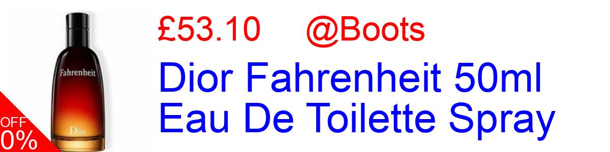 10% OFF, Dior Fahrenheit 50ml Eau De Toilette Spray £53.10@Boots