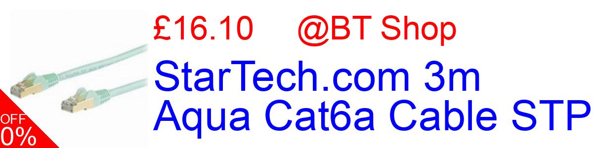 11% OFF, StarTech.com 3m Aqua Cat6a Cable STP £16.10@BT Shop