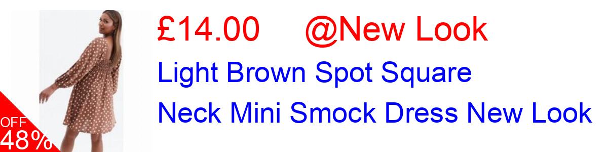 48% OFF, Light Brown Spot Square Neck Mini Smock Dress New Look £14.00@New Look