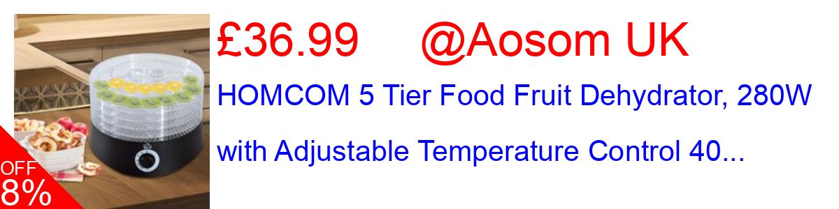 8% OFF, HOMCOM 5 Tier Food Fruit Dehydrator, 280W with Adjustable Temperature Control 40... £36.99@Aosom UK