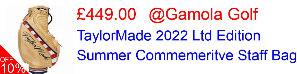 10% OFF, TaylorMade 2022 Ltd Edition Summer Commemeritve Staff Bag £449.00@Gamola Golf