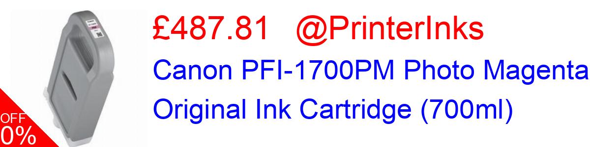13% OFF, Canon PFI-1700PM Photo Magenta Original Ink Cartridge (700ml) £383.95@PrinterInks