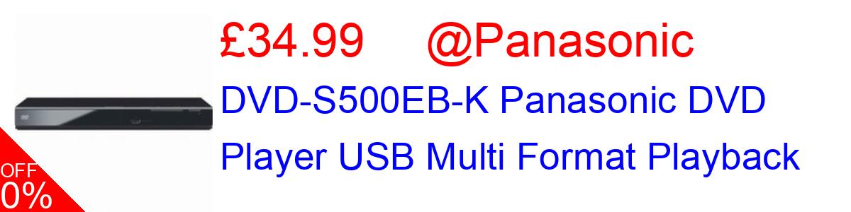 5% OFF, DVD-S500EB-K Panasonic DVD Player USB Multi Format Playback £34.99@Panasonic
