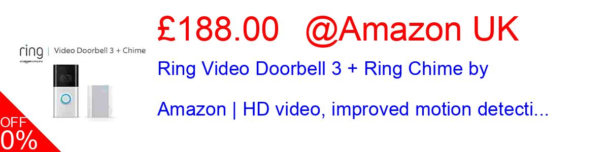 29% OFF, Ring Video Doorbell 3 + Ring Chime by Amazon | HD video, improved motion detecti... £134.00@Amazon UK