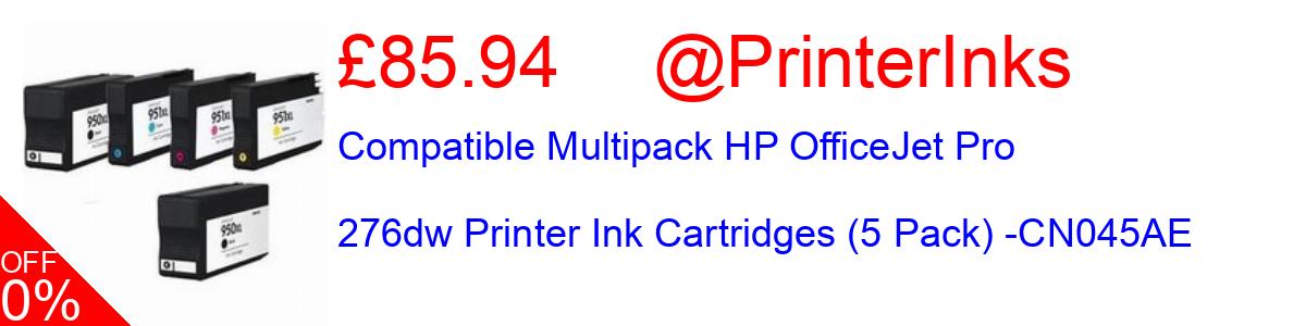 30% OFF, Compatible Multipack HP OfficeJet Pro 276dw Printer Ink Cartridges (5 Pack) -CN045AE £58.45@PrinterInks