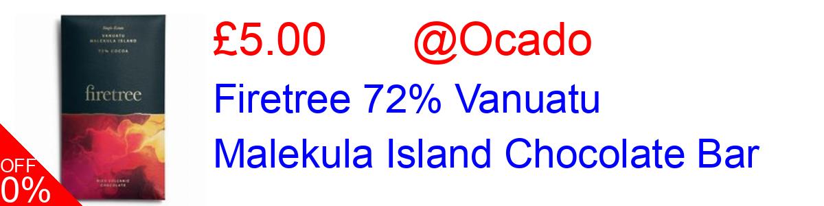 29% OFF, Firetree 72% Vanuatu Malekula Island Chocolate Bar £5.00@Ocado