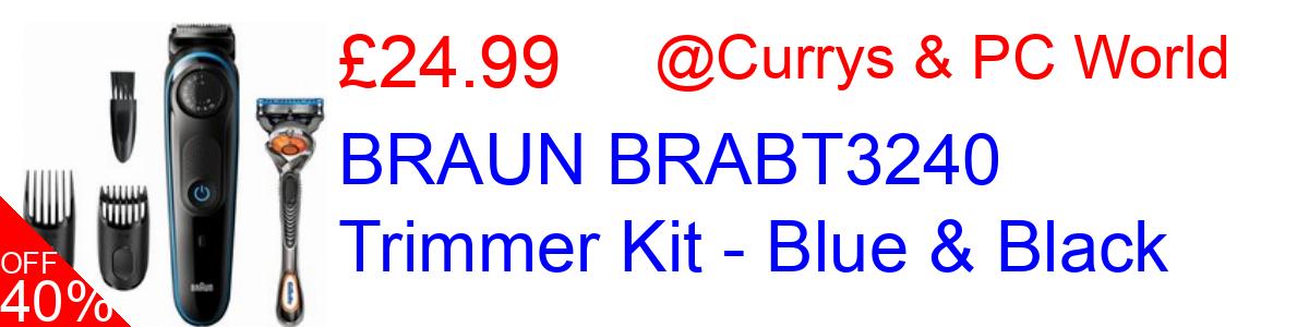 40% OFF, BRAUN BRABT3240 Trimmer Kit - Blue & Black £24.99@Currys & PC World