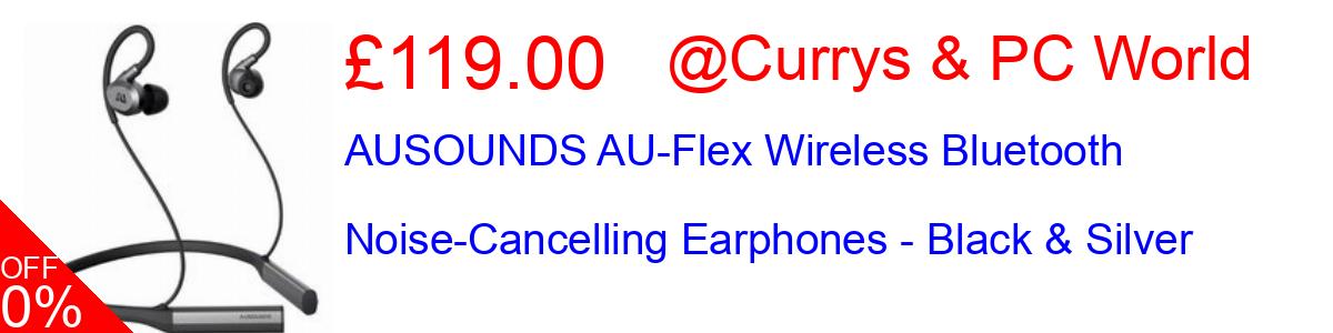 34% OFF, AUSOUNDS AU-Flex Wireless Bluetooth Noise-Cancelling Earphones - Black & Silver £119.00@Currys & PC World