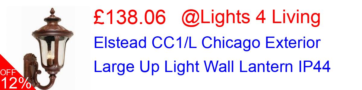 10% OFF, Elstead CC1/L Chicago Exterior Large Up Light Wall Lantern IP44 £152.10@Lights 4 Living