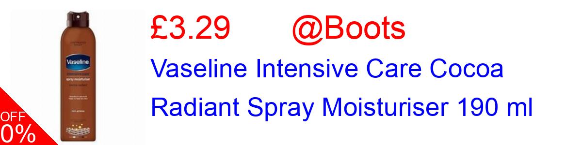50% OFF, Vaseline Intensive Care Cocoa Radiant Spray Moisturiser 190 ml £3.29@Boots