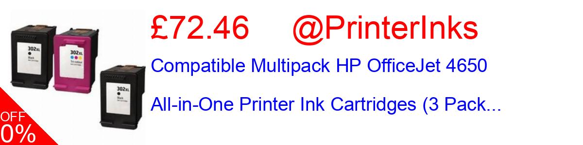 41% OFF, Compatible Multipack HP OfficeJet 4650 All-in-One Printer Ink Cartridges (3 Pack... £44.95@PrinterInks