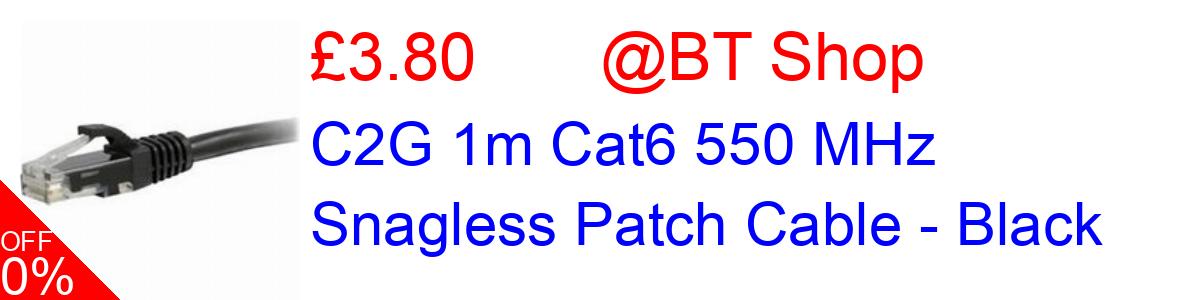 24% OFF, C2G 1m Cat6 550 MHz Snagless Patch Cable - Black £3.80@BT Shop
