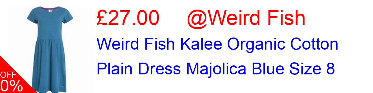 14% OFF, Weird Fish Kalee Organic Cotton Plain Dress Majolica Blue Size 8 £27.00@Weird Fish