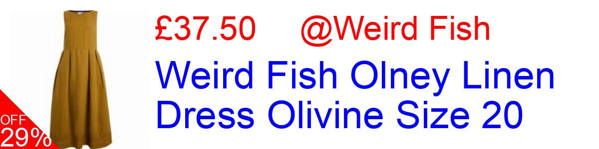 29% OFF, Weird Fish Olney Linen Dress Olivine Size 20 £37.50@Weird Fish