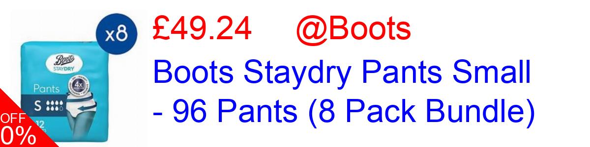 5% OFF, Boots Staydry Pants Small - 96 Pants (8 Pack Bundle) £49.24@Boots