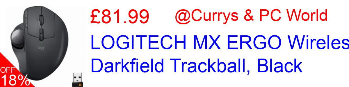 23% OFF, LOGITECH MX ERGO Wireless Darkfield Trackball, Black £83.99@Currys & PC World