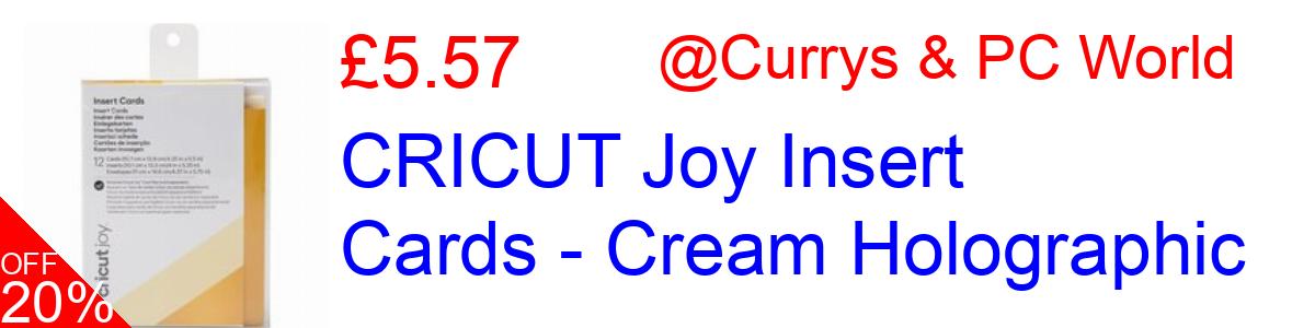 25% OFF, CRICUT Joy Insert Cards - Cream Holographic £5.24@Currys & PC World