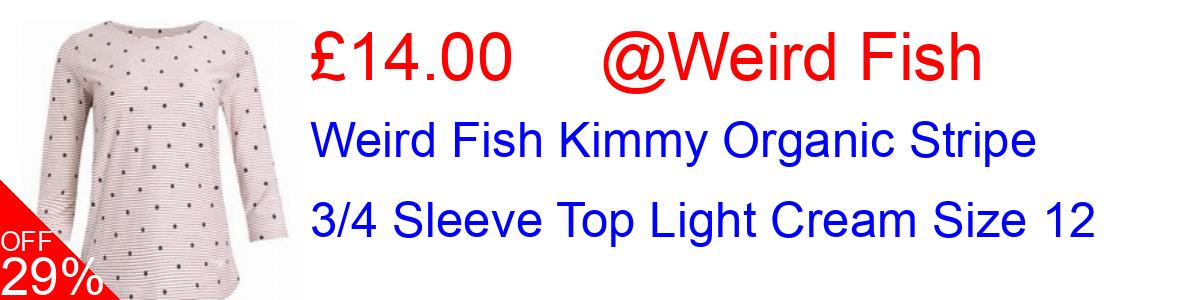 29% OFF, Weird Fish Kimmy Organic Stripe 3/4 Sleeve Top Light Cream Size 12 £14.00@Weird Fish