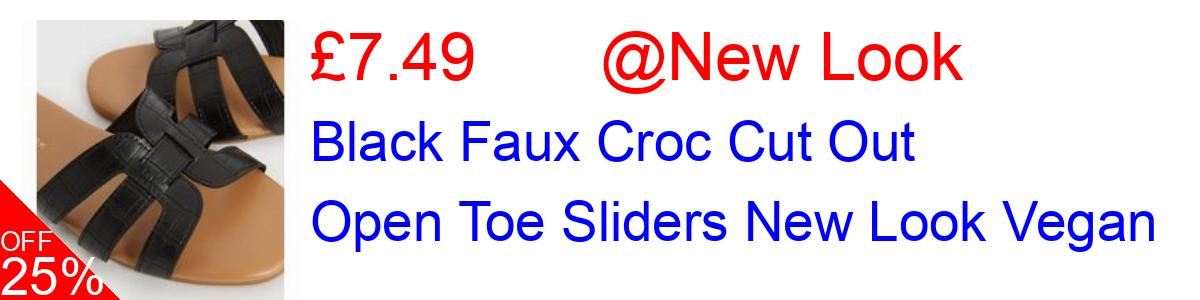 25% OFF, Black Faux Croc Cut Out Open Toe Sliders New Look Vegan £7.49@New Look